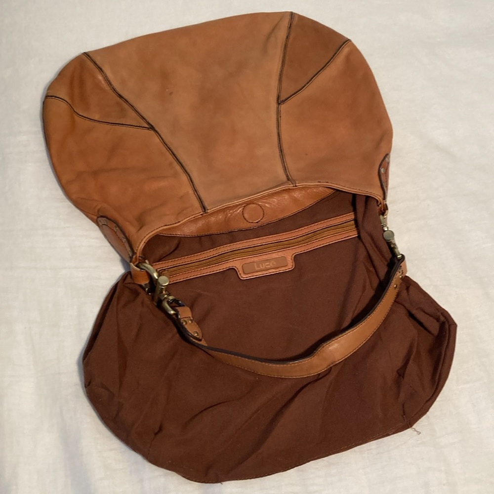 Lucé leather shoulder/hobo handbag caramel brown - Picture 9 of 16